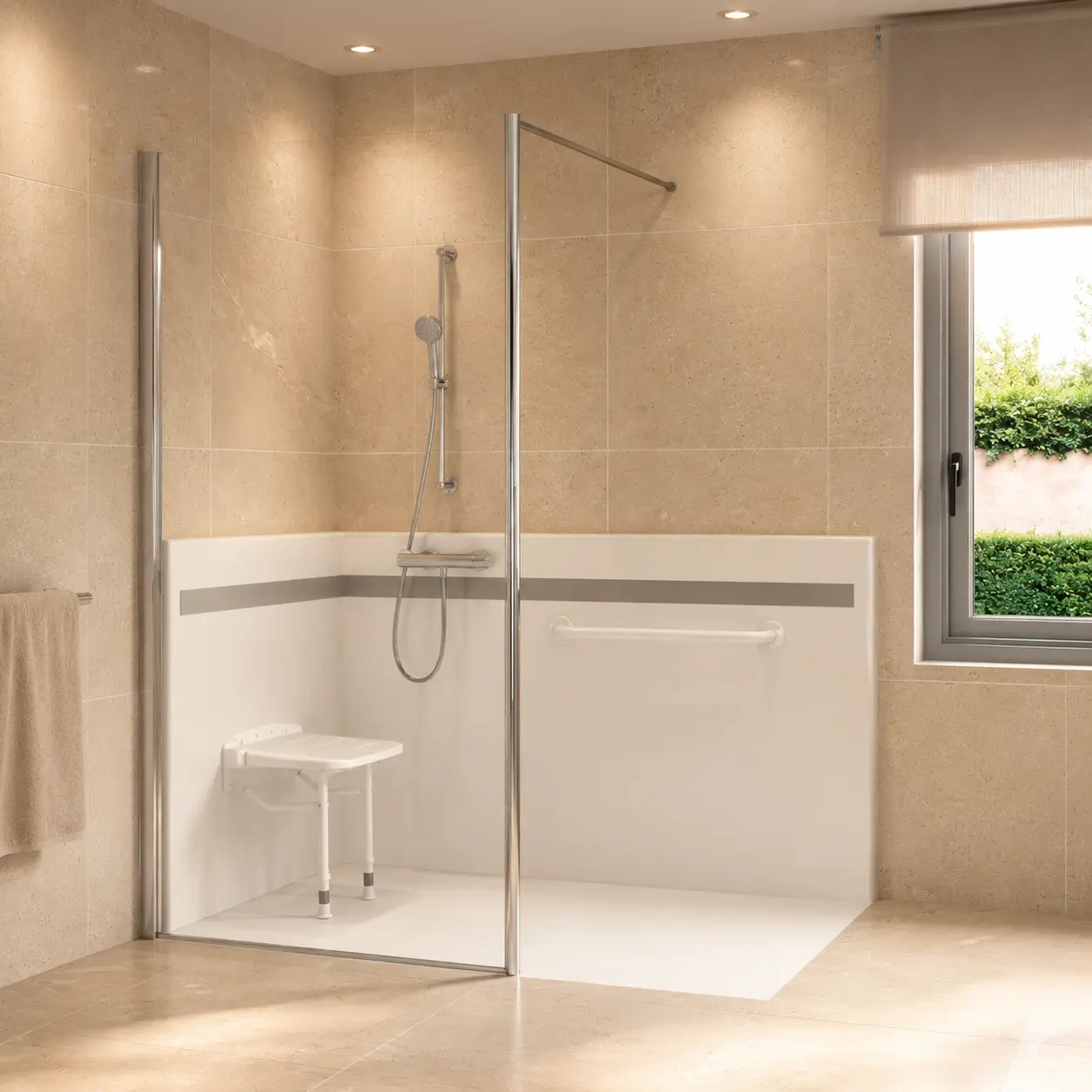 Douche sécurisée adaptée aux seniors